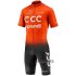 Abbigliamento CCC Team 2020 Manica Corta e Pantaloncino Con Bretelle Arancione Nero