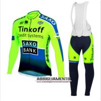 Abbigliamento SaxoBank 2015 Manica Corta E Pantaloncino Con Bretelle Verde E Blu