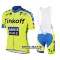 Abbigliamento SaxoBank 2016 Manica Corta E Pantaloncino Con Bretelle Giallo E Blu