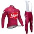 Abbigliamento Katusha Alpecin 2019 Manica Lunga e Calzamaglia Con Bretelle Rosso