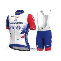 Abbigliamento Groupama-fdjmanica Corta e Pantaloncino Con Bretelle 2021 Rosso Blu Bianco