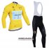 Abbigliamento Tour De France 2014 Manica Lunga E Calza Abbigliamento Con Bretelle lider astana Giallo