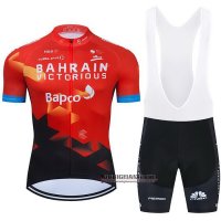 Abbigliamento Bahrain Victorious 2021 Manica Corta e Pantaloncino Con Bretelle Rosso