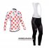 Abbigliamento Tour De France 2014 Manica Lunga E Calza Abbigliamento Con Bretelle Bianco E Rosso