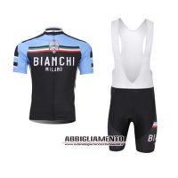 Abbigliamento Bianchi 2014 Manica Corta E Pantaloncino Con Bretelle Nero E Blu