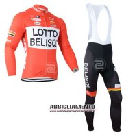 Abbigliamento Lotto Soudal 2015 Manica Lunga E Calza Abbigliamento Con Bretelle Arancione E Bianco